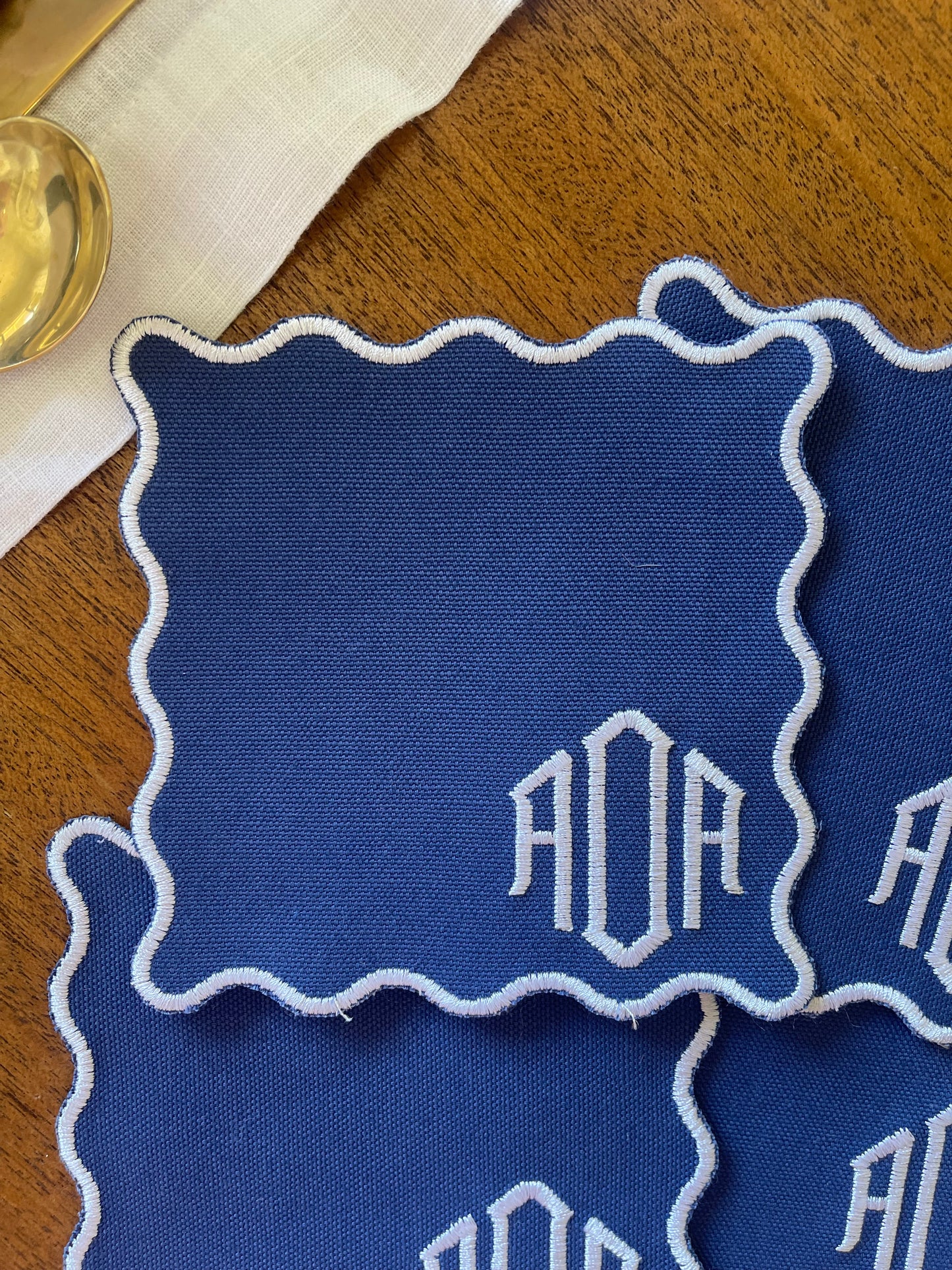 Scalloped Monogram Coasters/ Cocktail Napkins