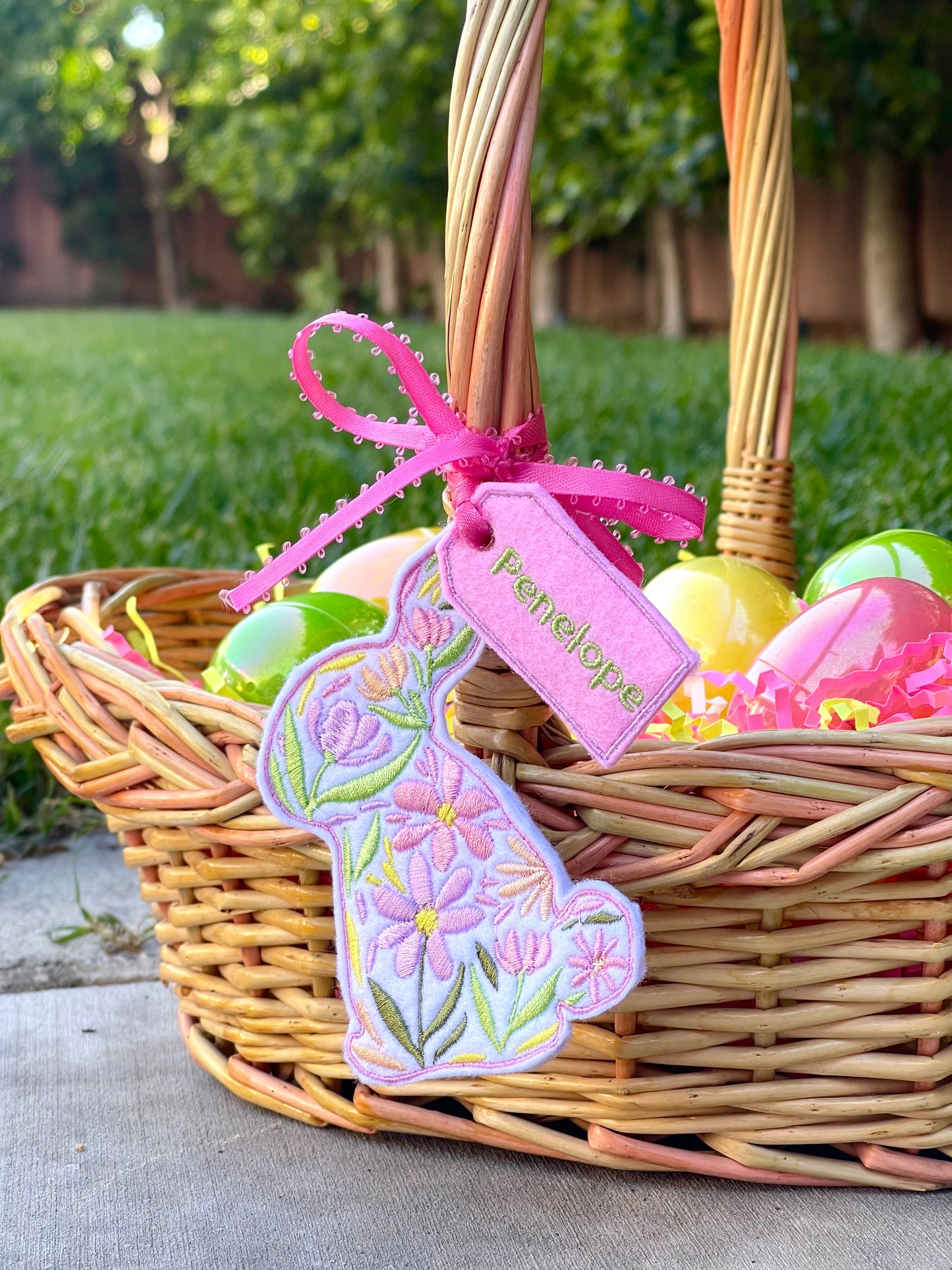 Flower Bunny Basket Tag
