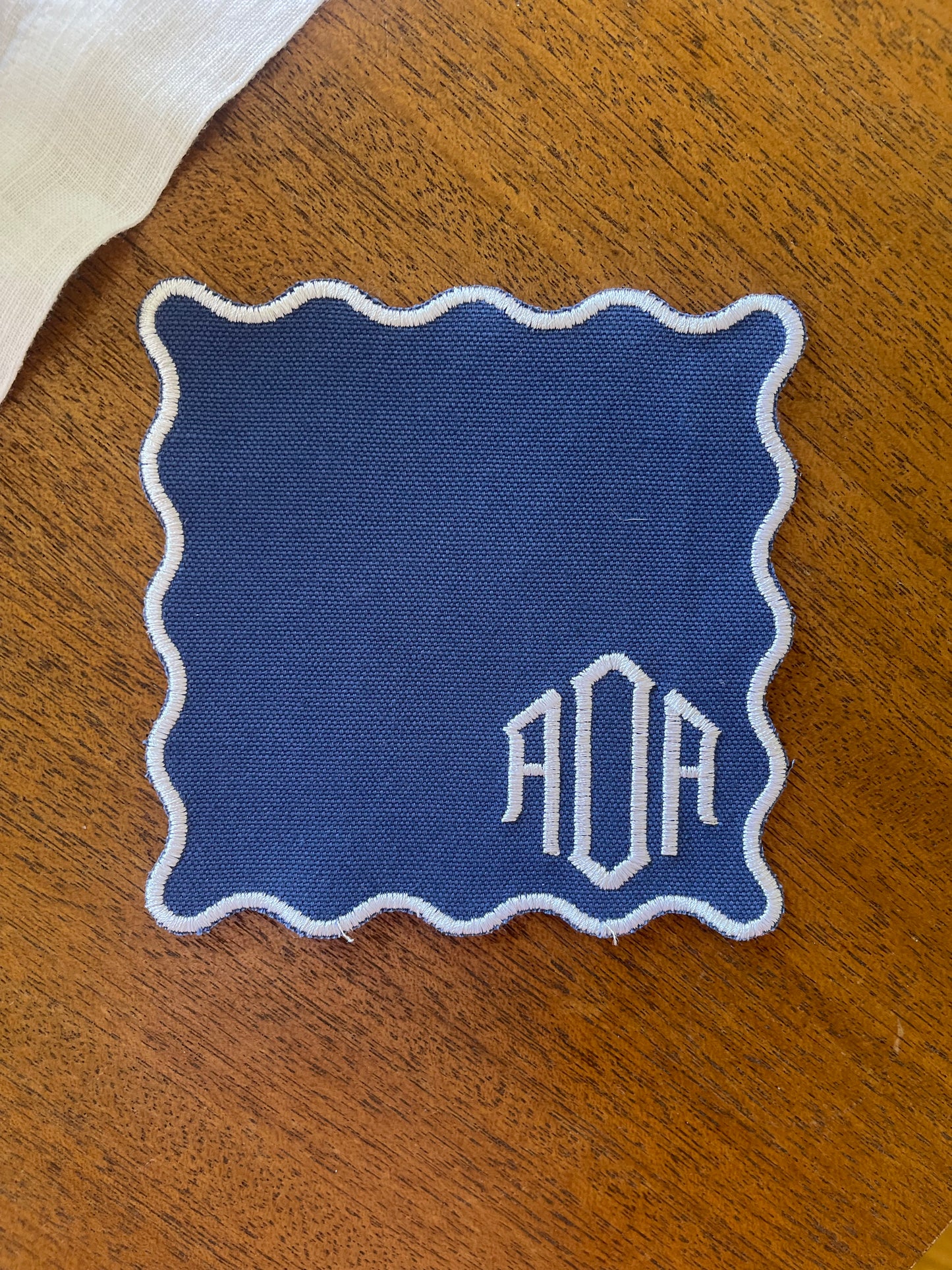 Scalloped Monogram Coasters/ Cocktail Napkins