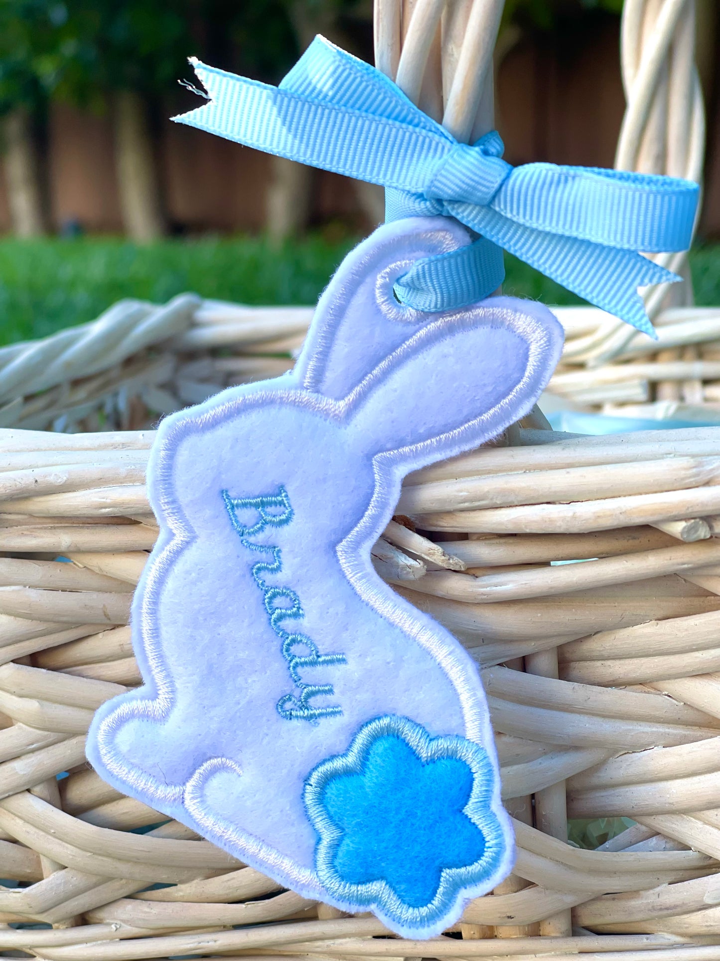 Blue Bunny Basket Tag