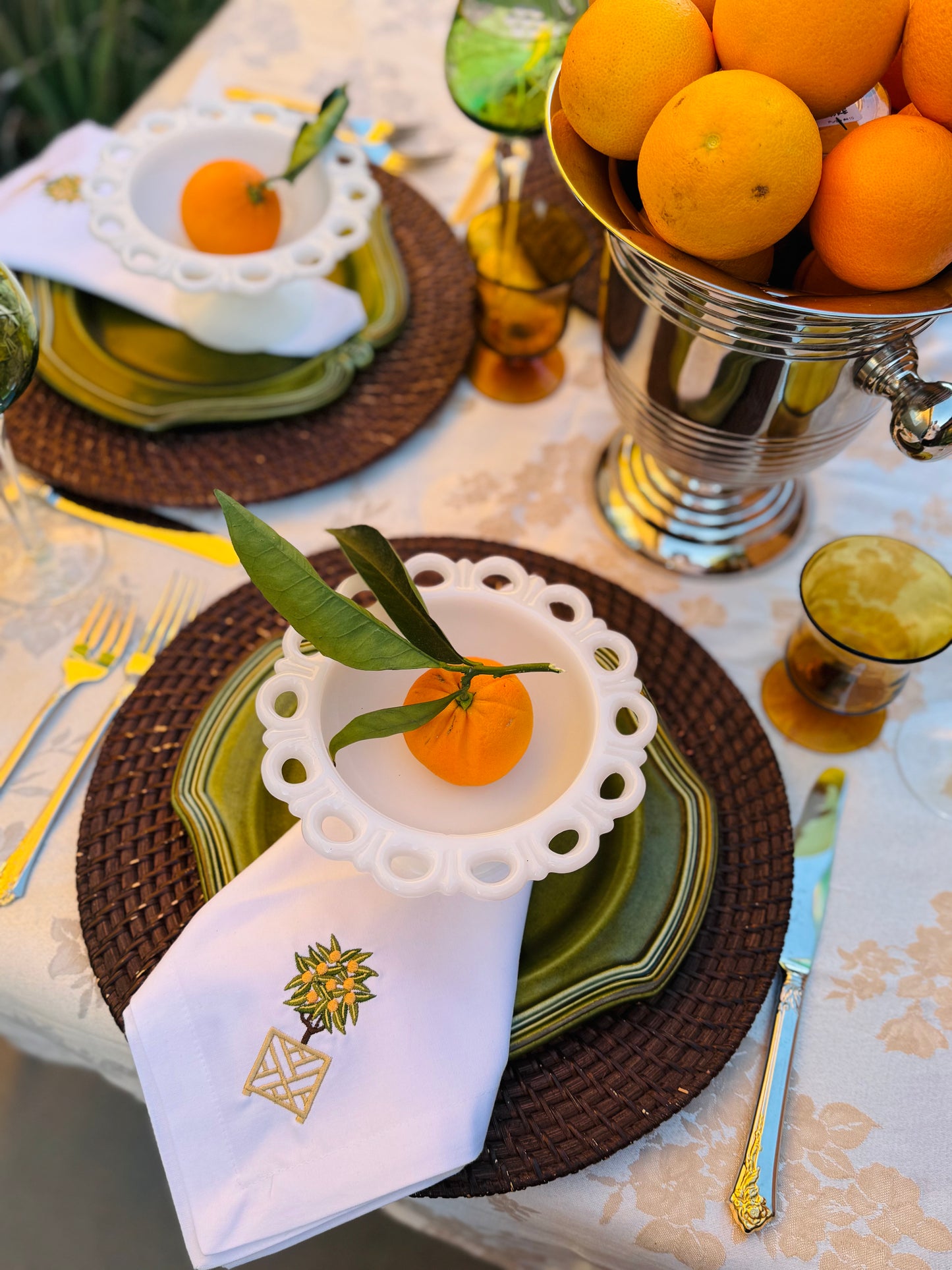 Orange Trellis Dinner Napkins