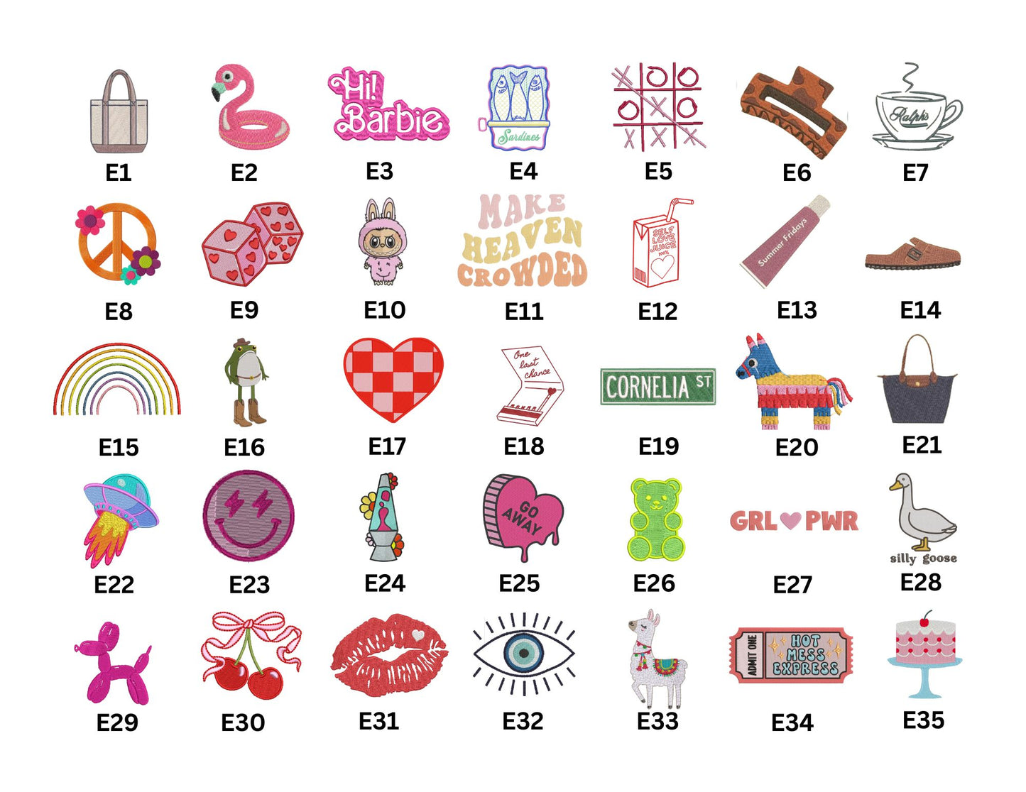 Embroidery Icons for Tote Bags
