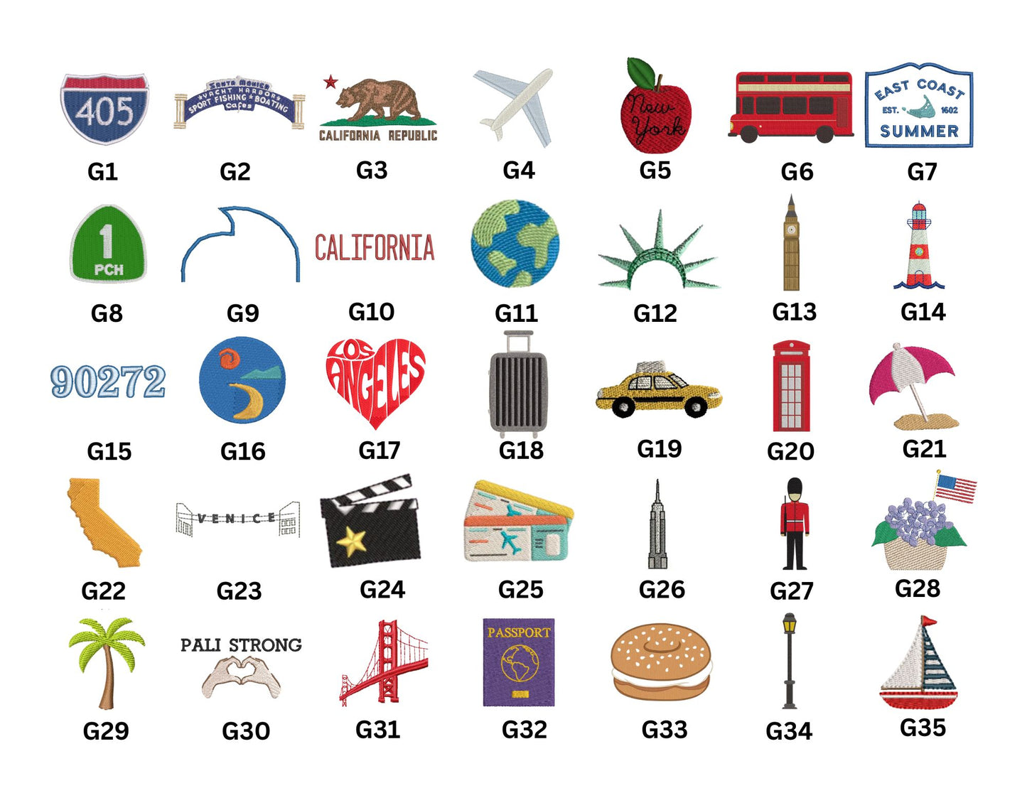 Embroidery Icons for Tote Bags