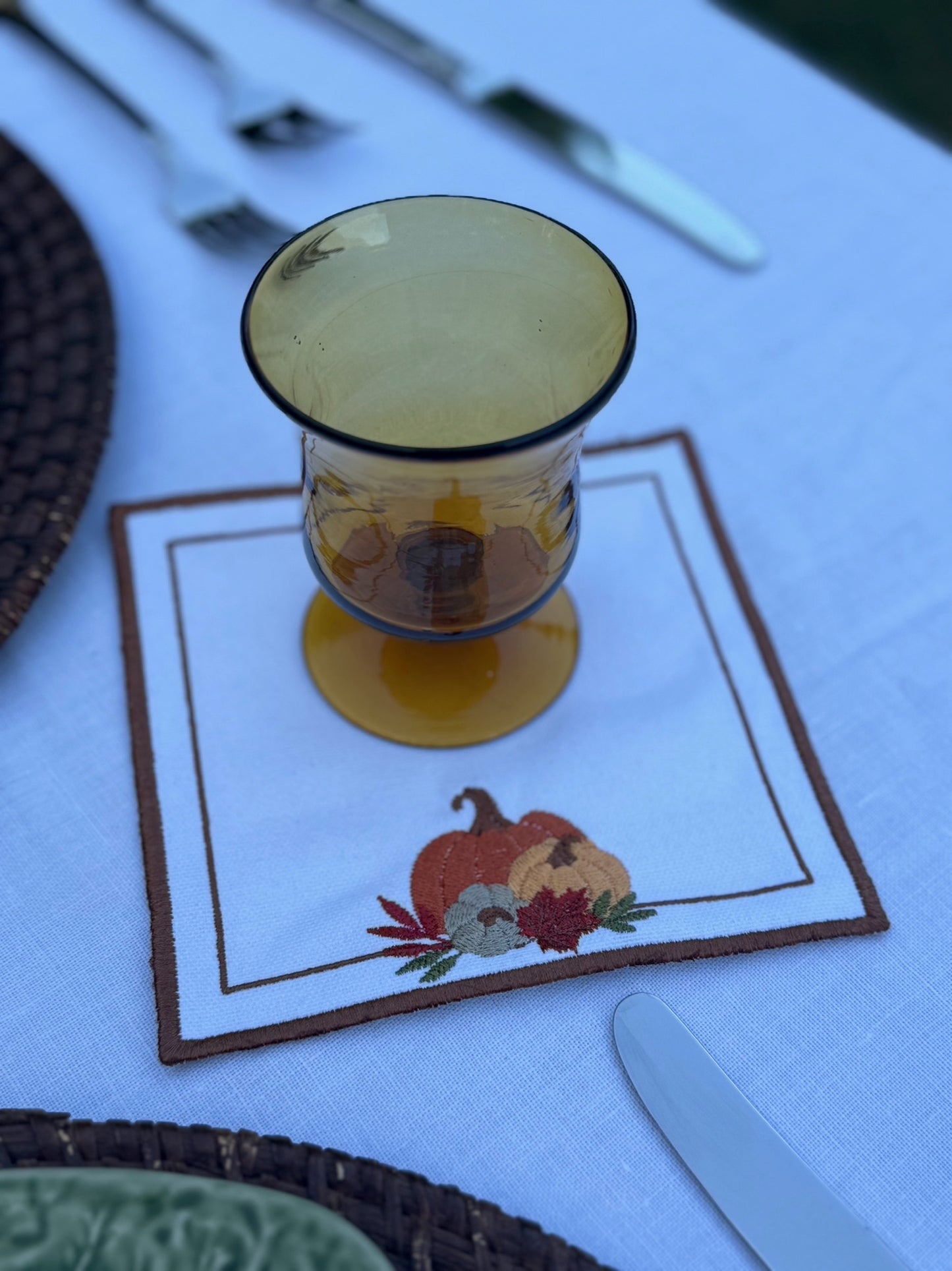 Pumpkin cluster Embroidery Cocktail napkin/ Coaster