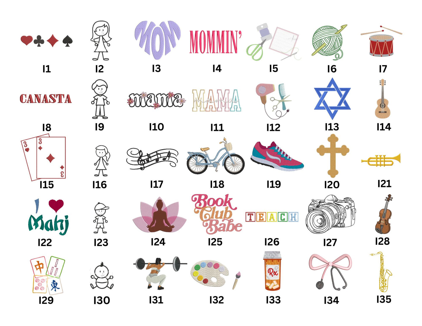 Embroidery Icons for Tote Bags