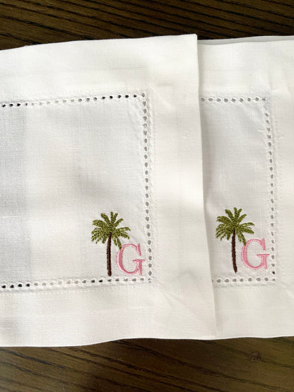 Palm Tree Monogram Cocktail Napkin