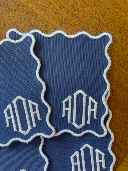 Scalloped Monogram Coasters/ Cocktail Napkins