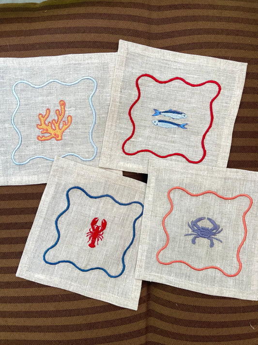 Framed Coastal Cocktail Napkins