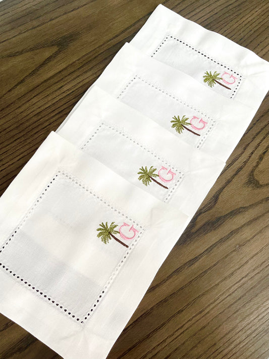 Palm Tree Monogram Cocktail Napkin