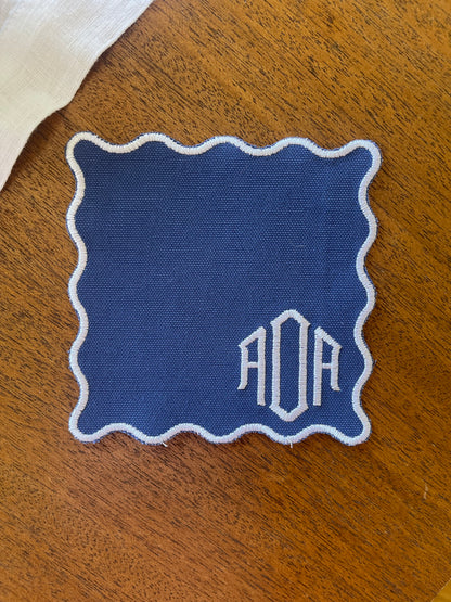 Scalloped Monogram Coasters/ Cocktail Napkins