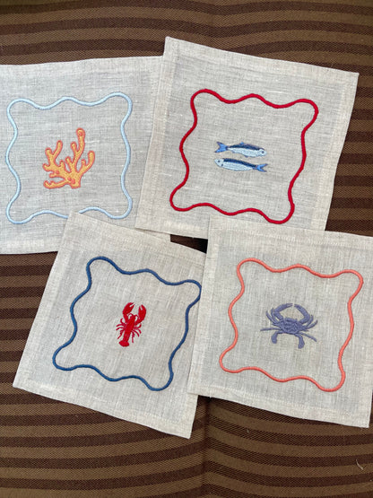 Framed Coastal Cocktail Napkins