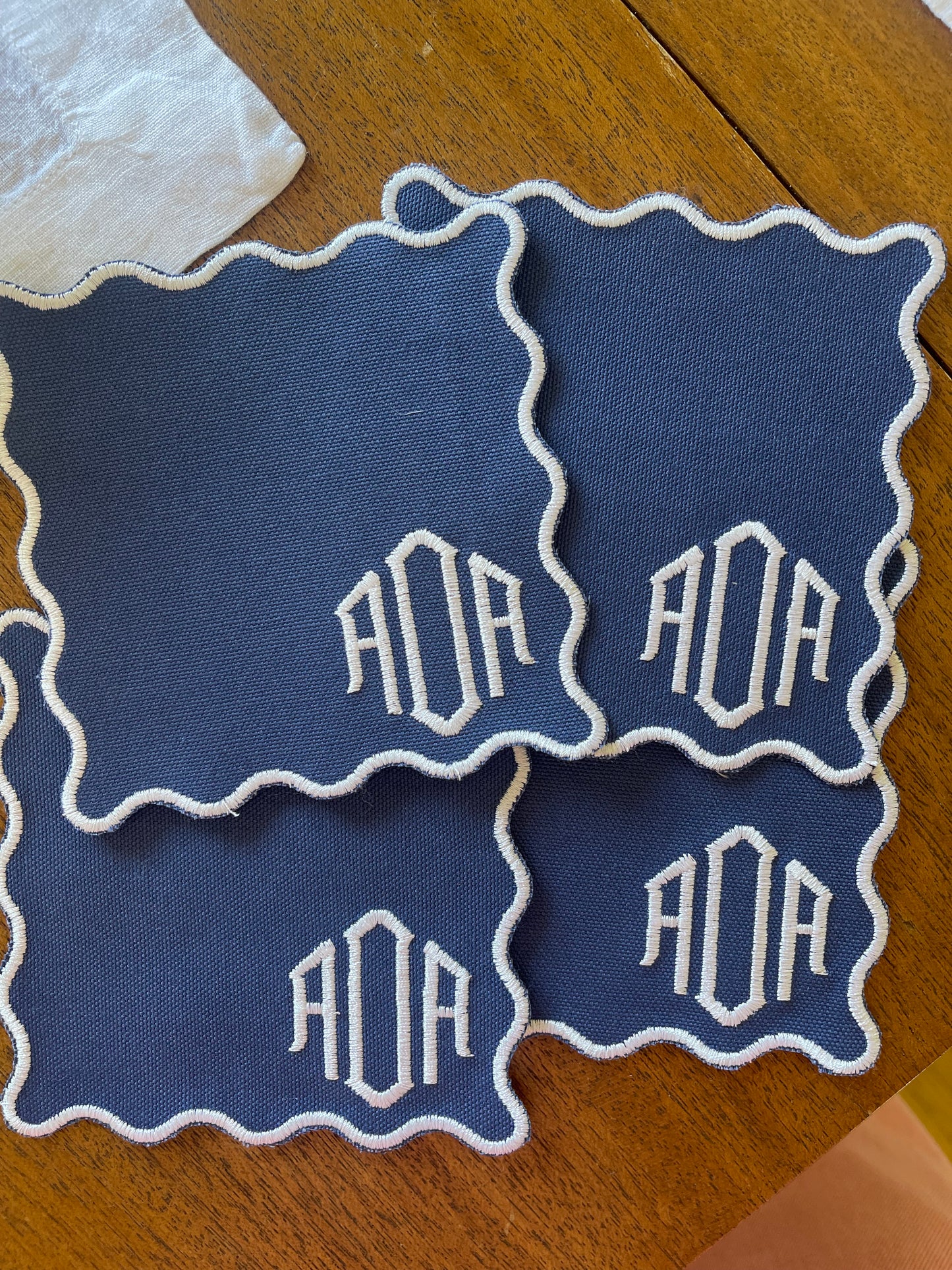 Scalloped Monogram Coasters/ Cocktail Napkins