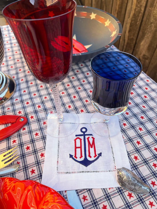 Monogram Anchor Cocktail Napkins (set of 4)
