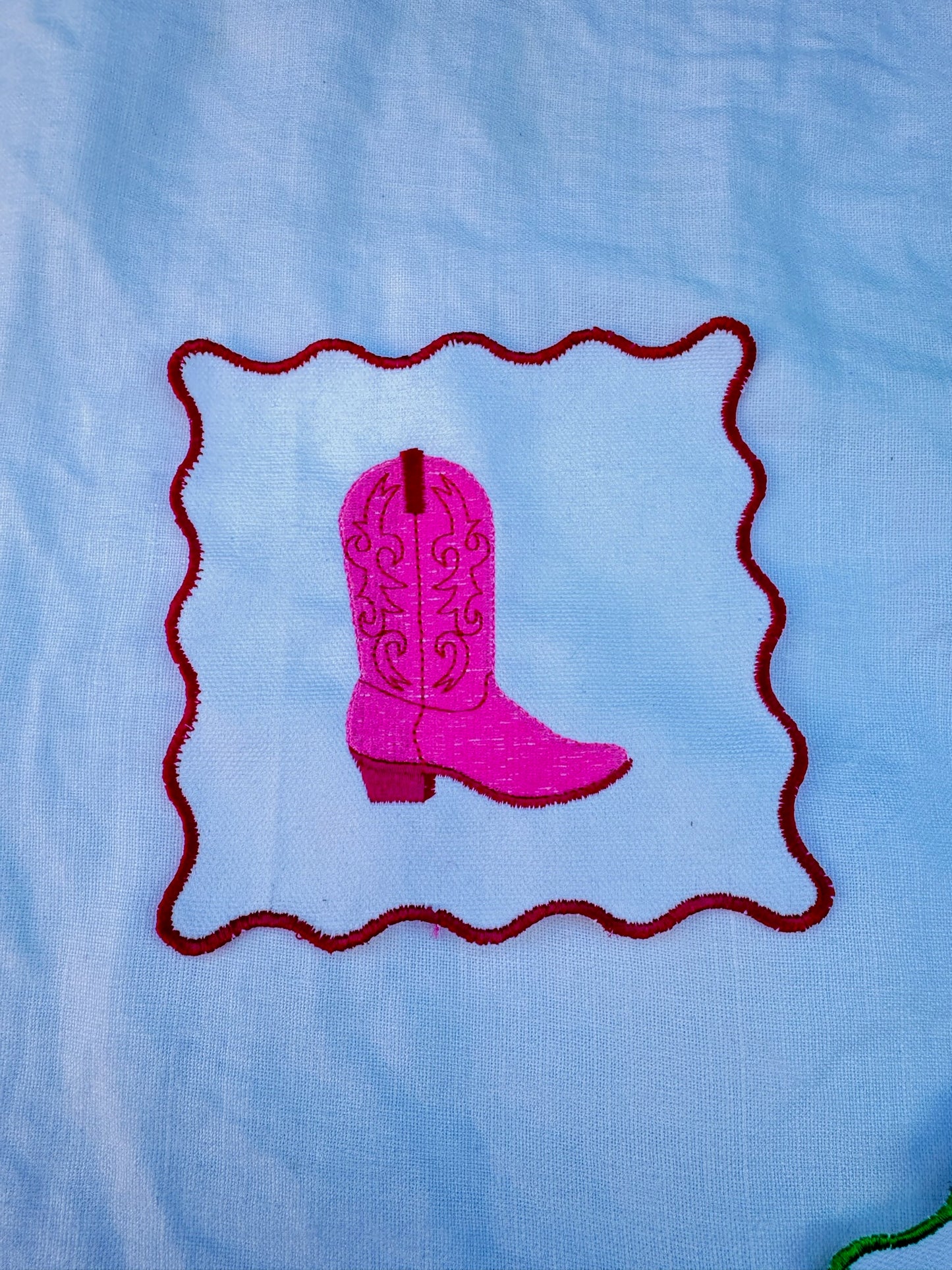 Scalloped Cowboy Boot Embroidered Cocktail Napkin (Set of 6)