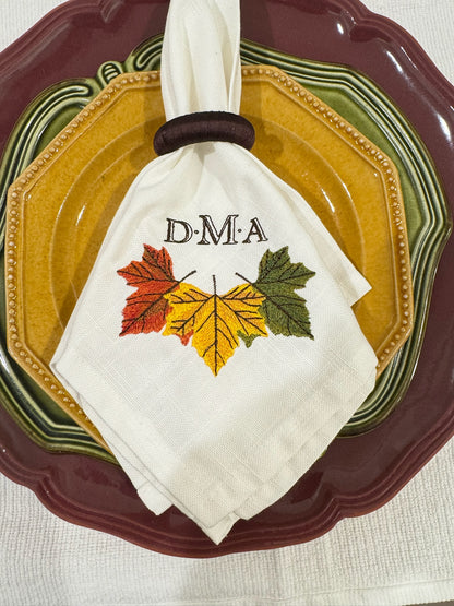 Custom Fall Leaf Dinner Napkin Set of 4