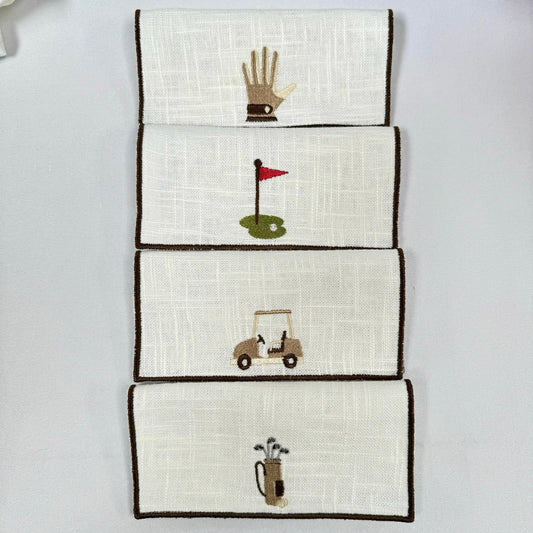 100% Italian Linen Golf Cocktail Napkin Set of 4