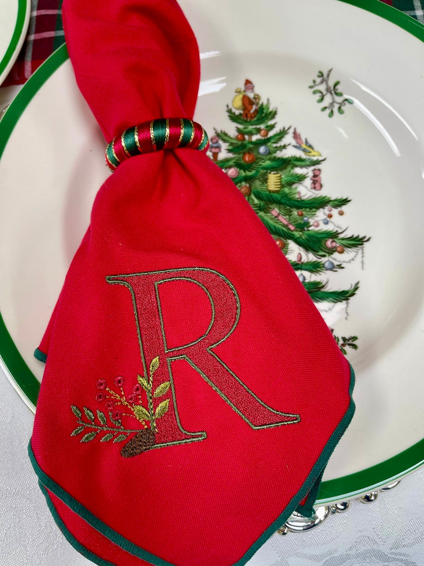 Christmas Mistletoe Personalized Monogrammed Napkin