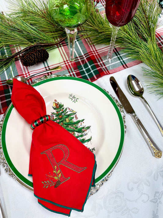 Christmas Mistletoe Personalized Monogrammed Napkin