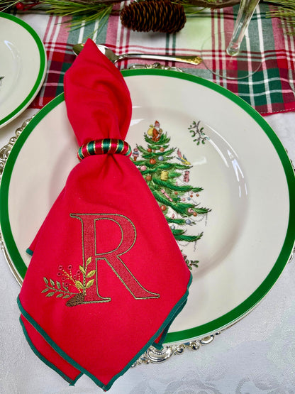 Christmas Mistletoe Personalized Monogrammed Napkin