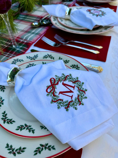 Monogram Wreath Dinner Napkin