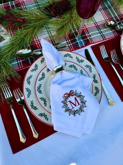 Monogram Wreath Dinner Napkin