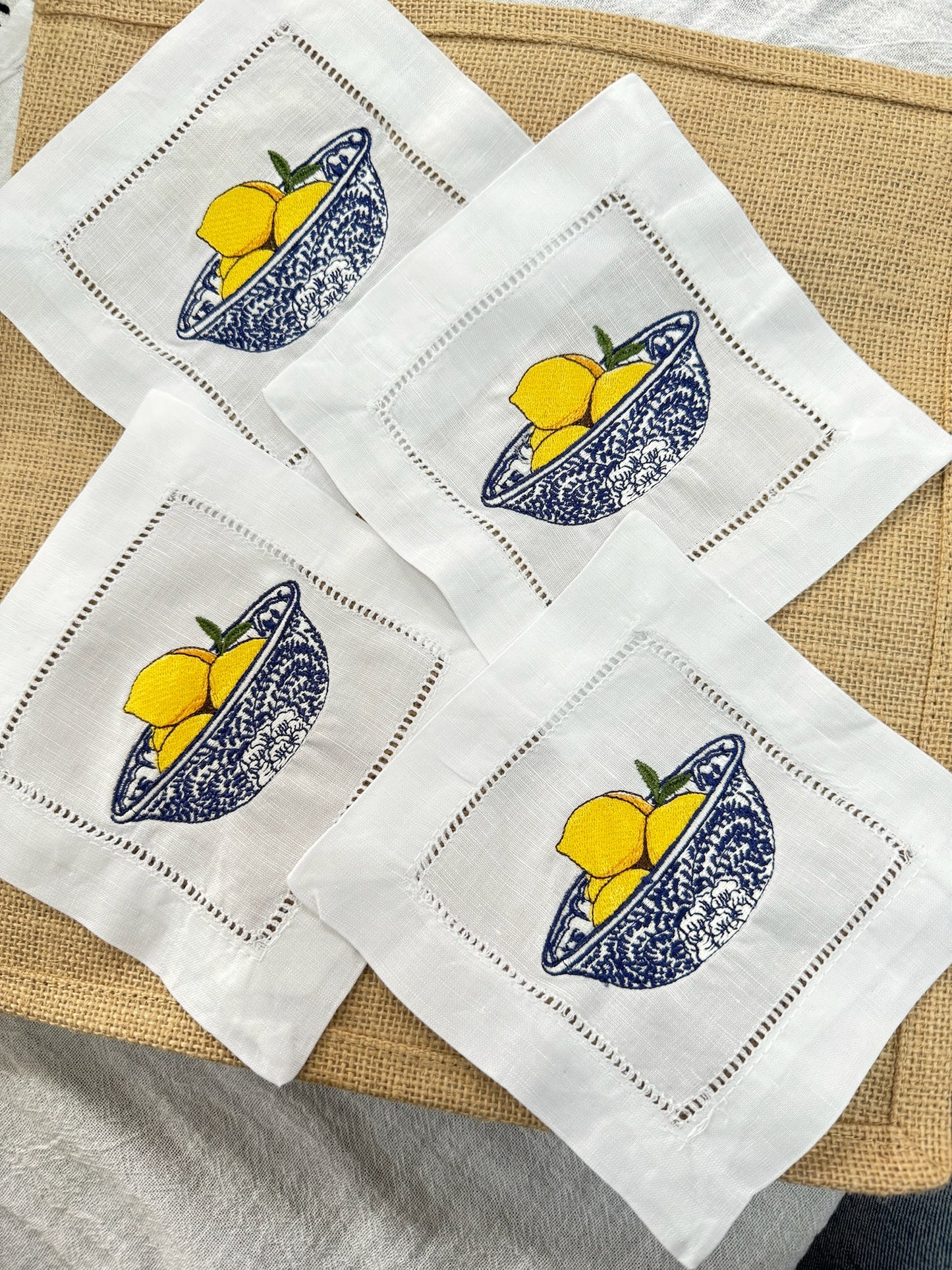 Lemon Bowl Cocktail Napkin Set of 4