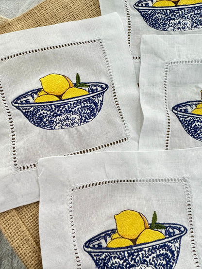 Lemon Bowl Cocktail Napkin Set of 4