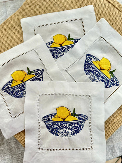 Lemon Bowl Cocktail Napkin Set of 4