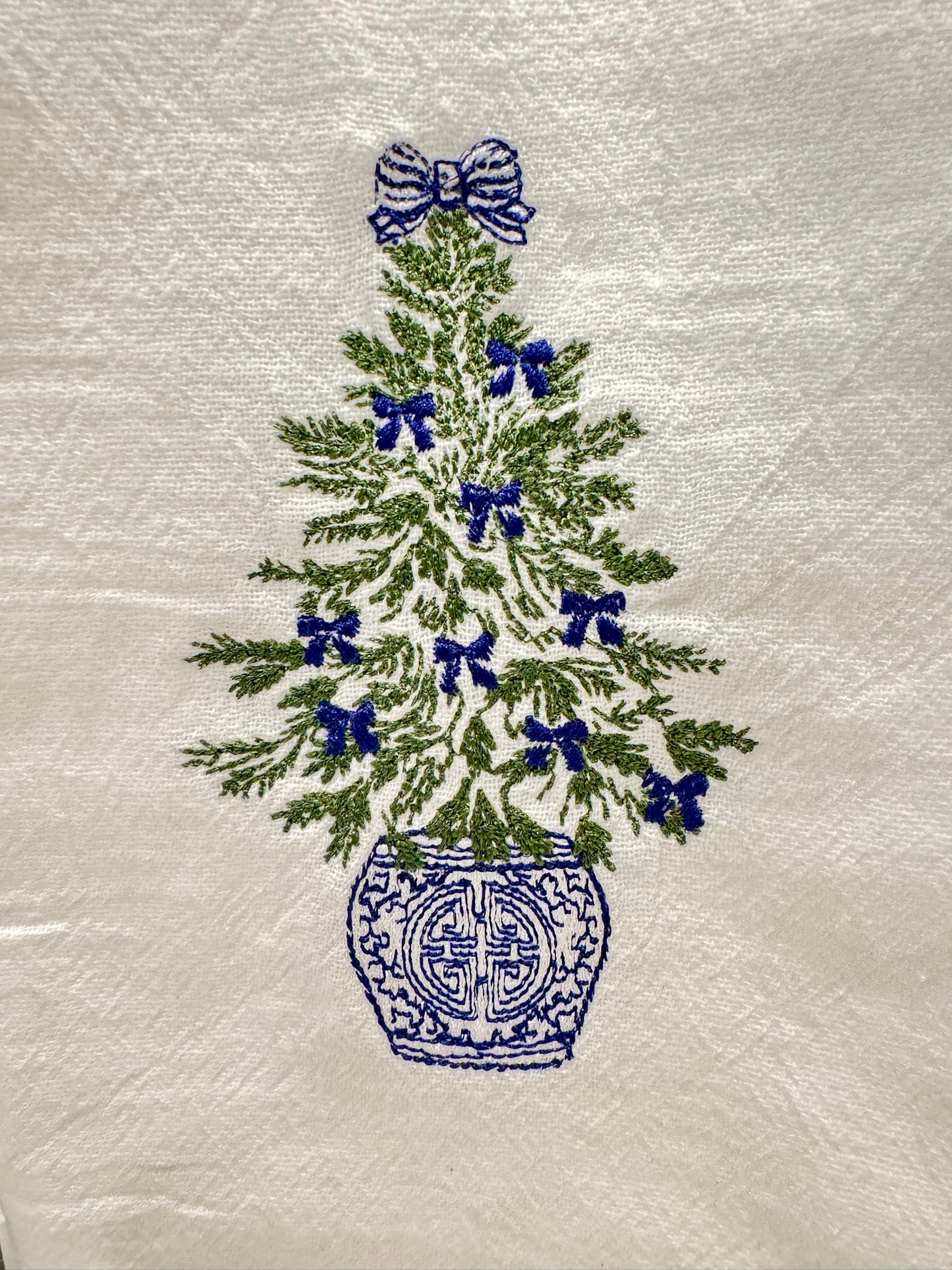 Chinoiserie Christmas Tree Tea Towel