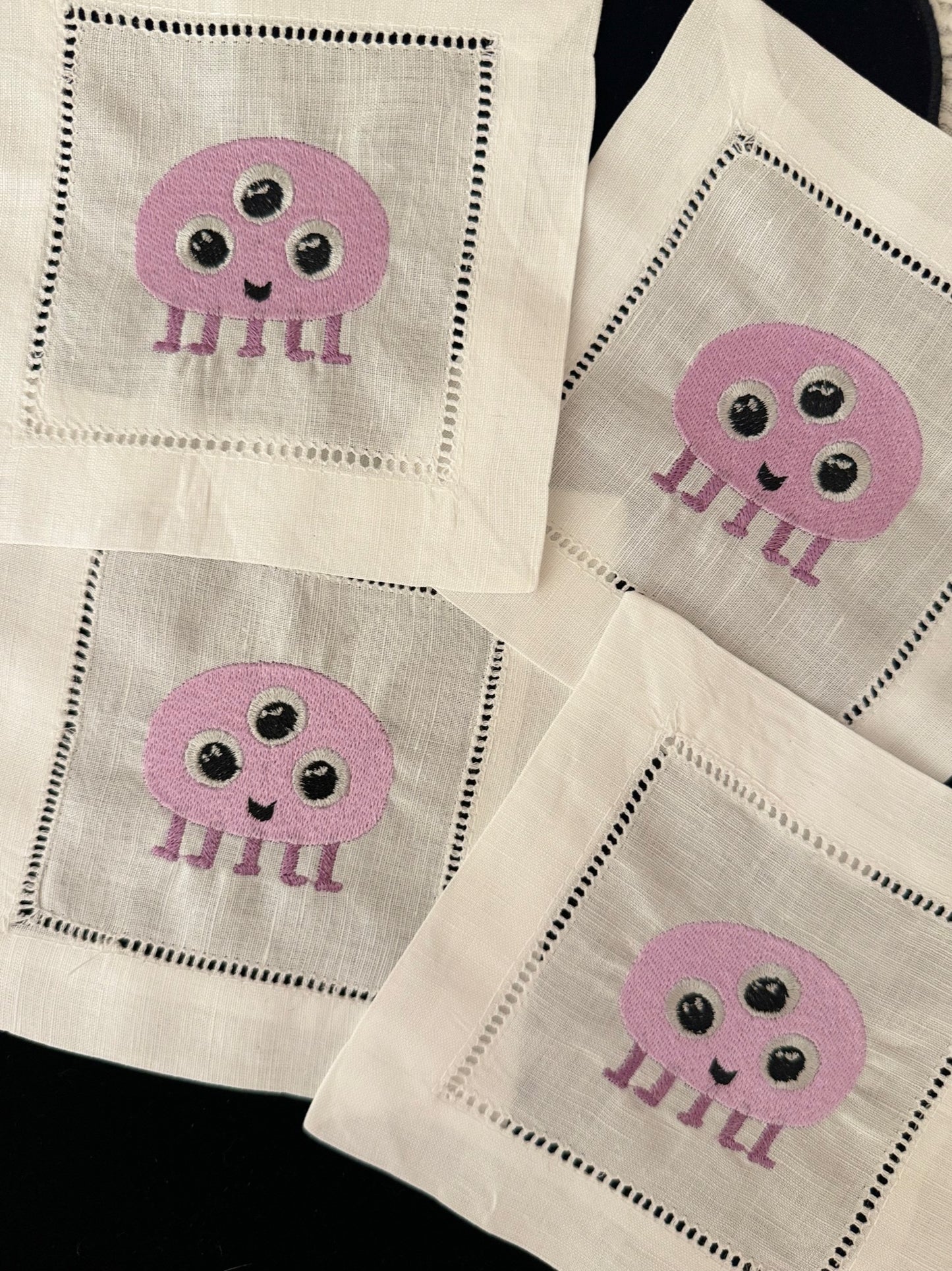 Pink Monster Halloween Cocktail Napkin