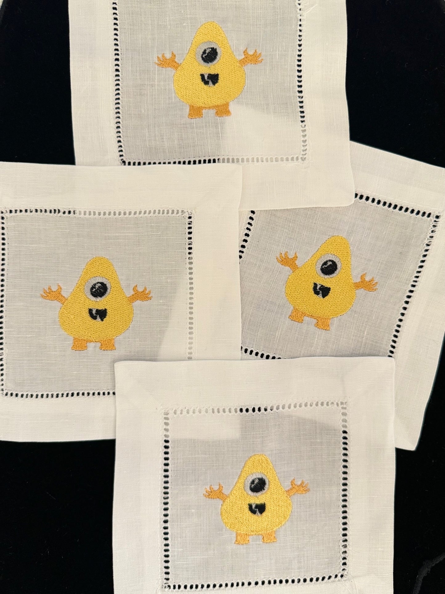 Yellow Monster Halloween Cocktail Napkin