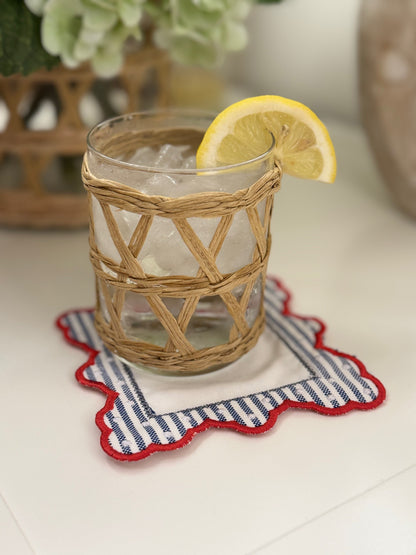 Red, White, Blue Linen Coasters (Set of 2)