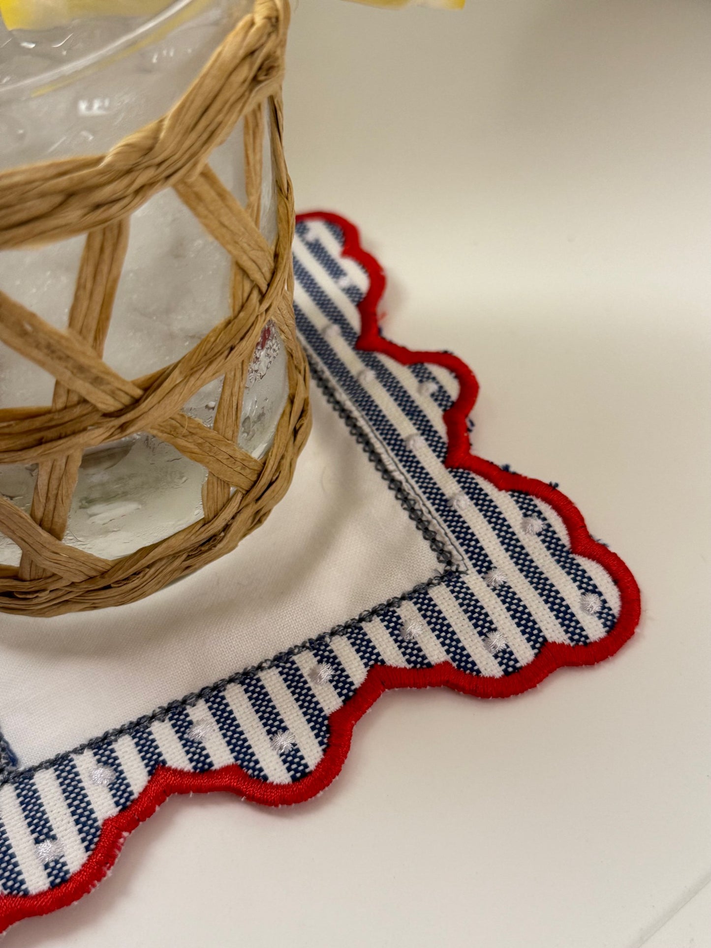 Red, White, Blue Linen Coasters (Set of 2)