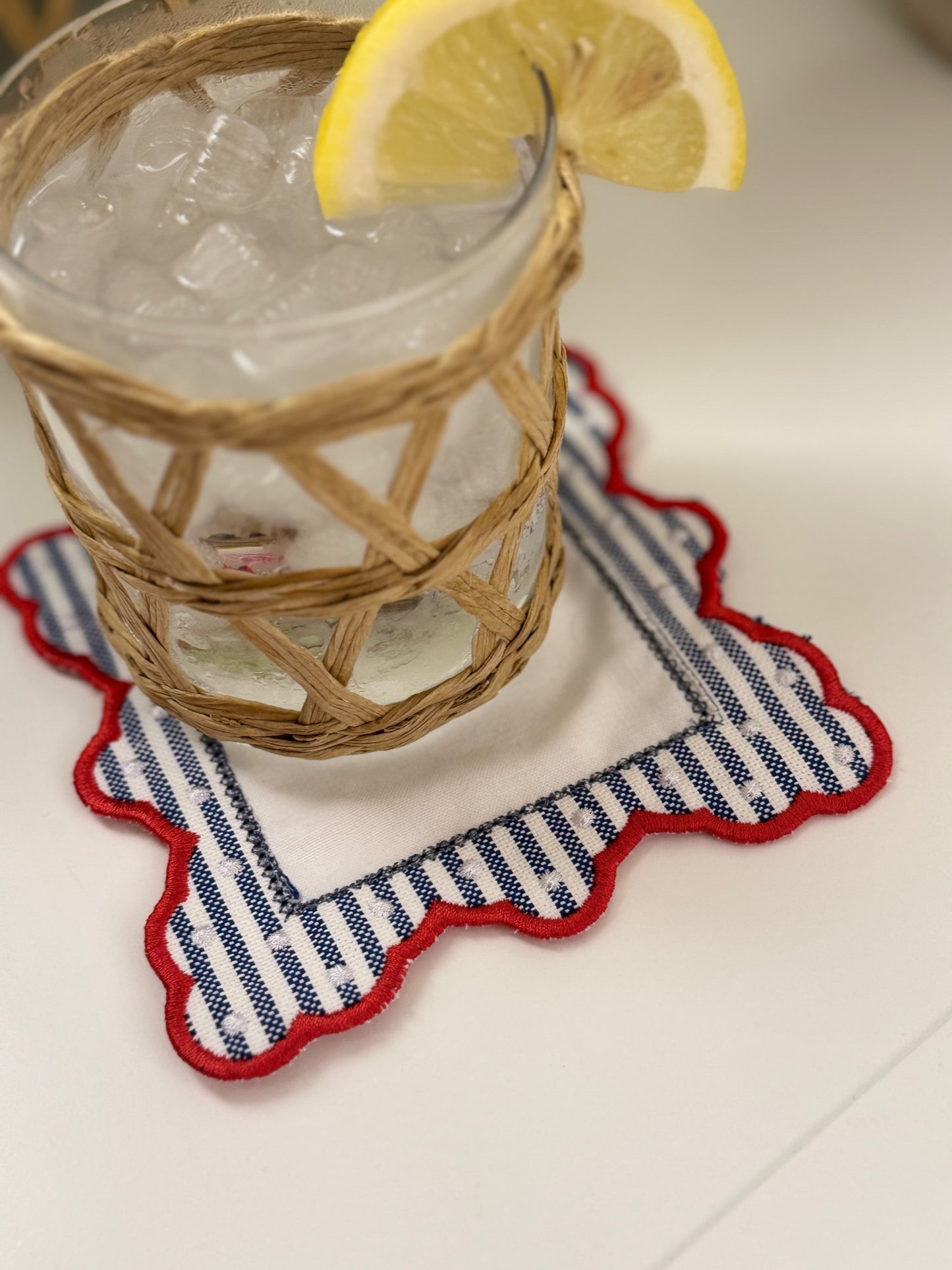 Red, White, Blue Linen Coasters (Set of 2)