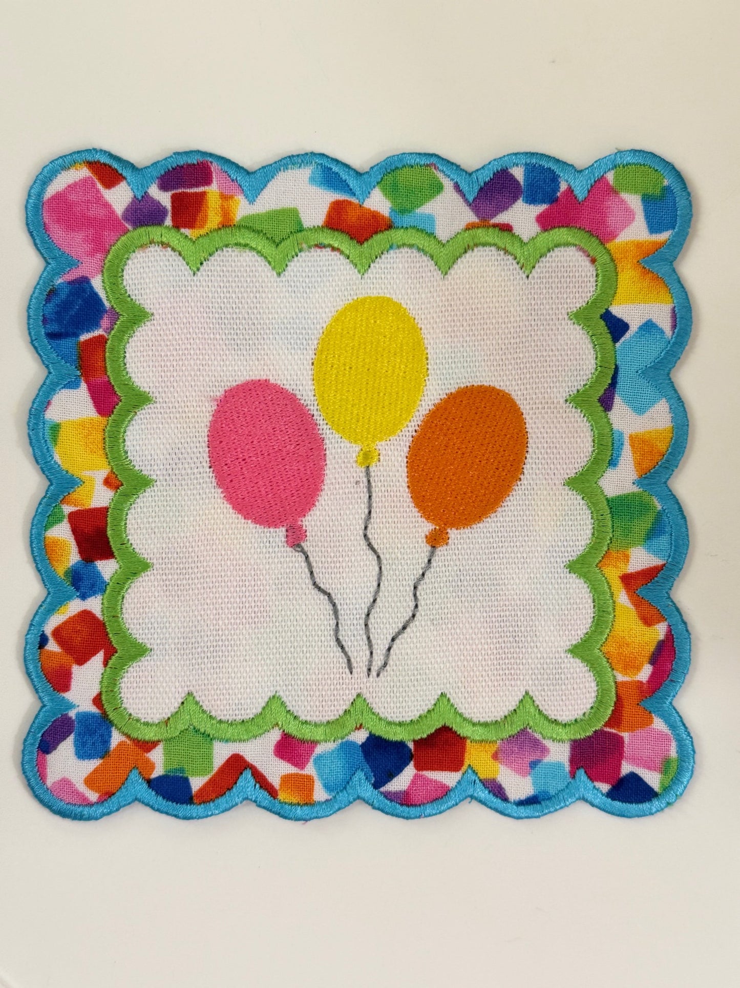 Birthday Balloons Embroidered Coasters (Set of 4)