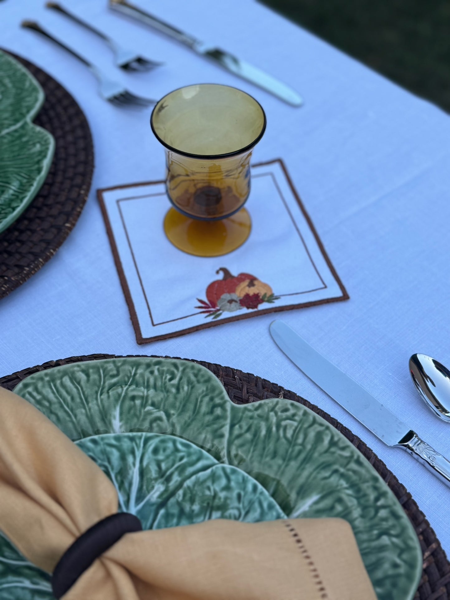 Pumpkin cluster Embroidery Cocktail napkin/ Coaster