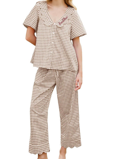Gingham Scalloped Pajamas - Pants