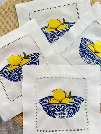 Lemon Bowl Cocktail Napkin Set of 4