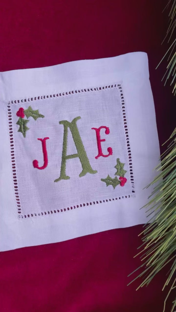 KINFOLK Holly Monogram Cocktail Napkin - Thumbnail 2